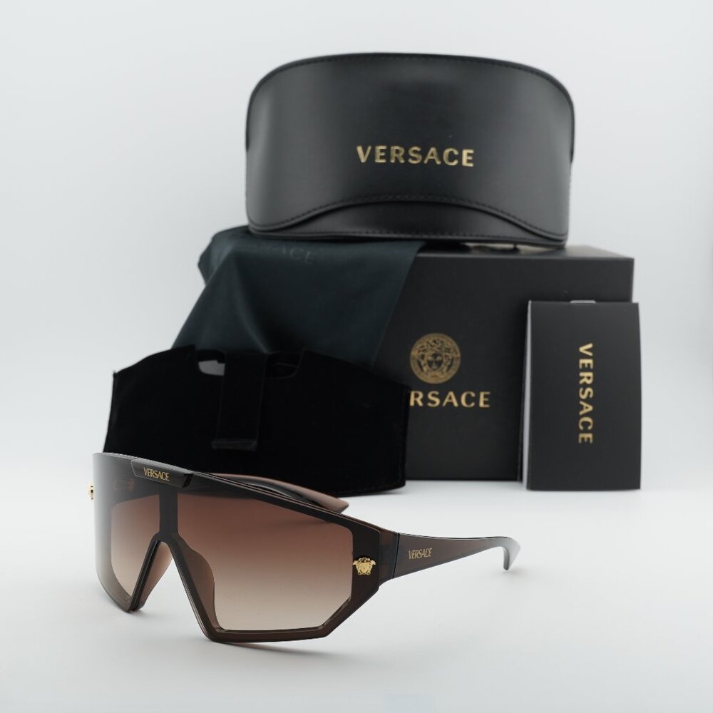 Versace VE4461 533213 Shield Sunglasses – Brown/Brow with Grey Clip-On